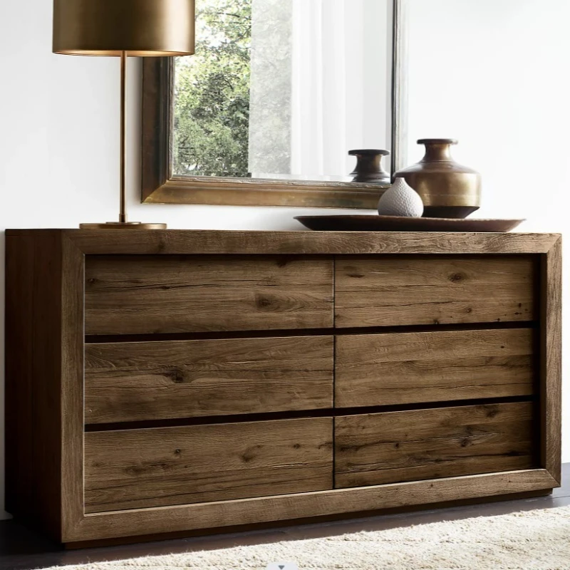 American retro solid wood bedroom chest modern simple living room chest of drawers foyer oak porch cabinet
