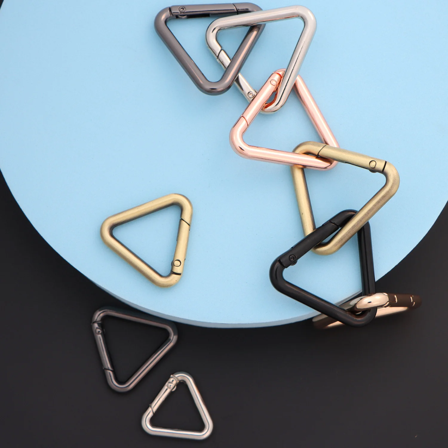 5Pcs Triangle Key Ring, Spring Snap Clip Hook Trigger Keychain Kettle Buckle for Bags Purses