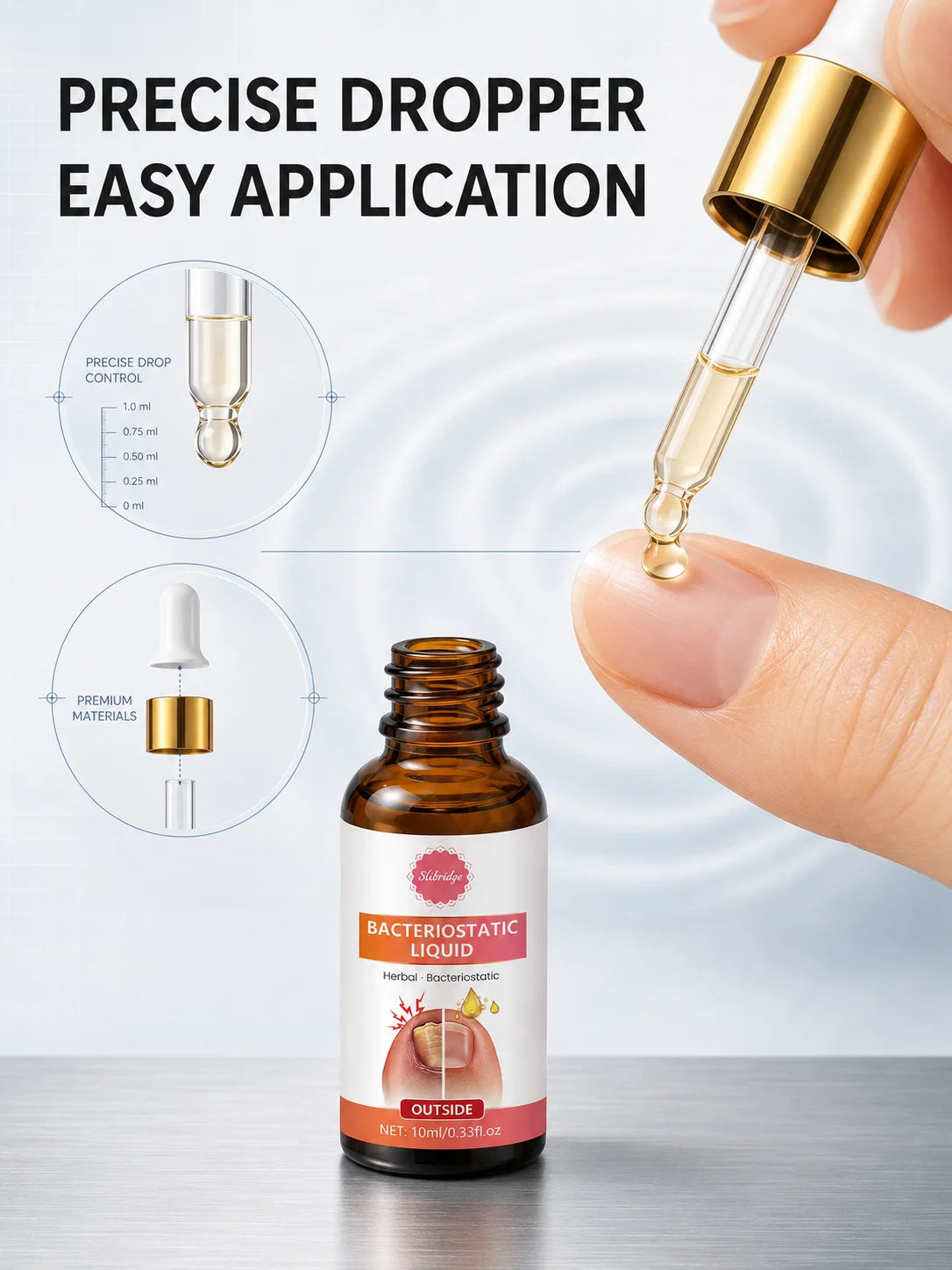 Nail Care Liquid, 10ml Precision Dropper for Fingernails, Toenails and Cuticles, Everyday Home Grooming Routine