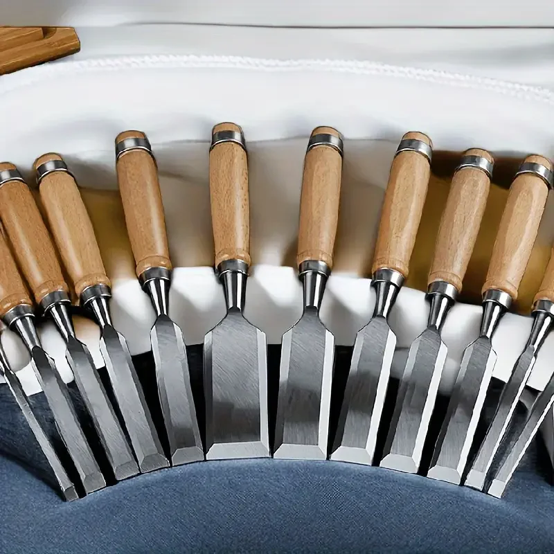 Wood Carving Chisels, Set of 12 High Manganese Steel Wood Carving Chisels, Polished Finish, Fine Woodworking and Carving Tools image 2