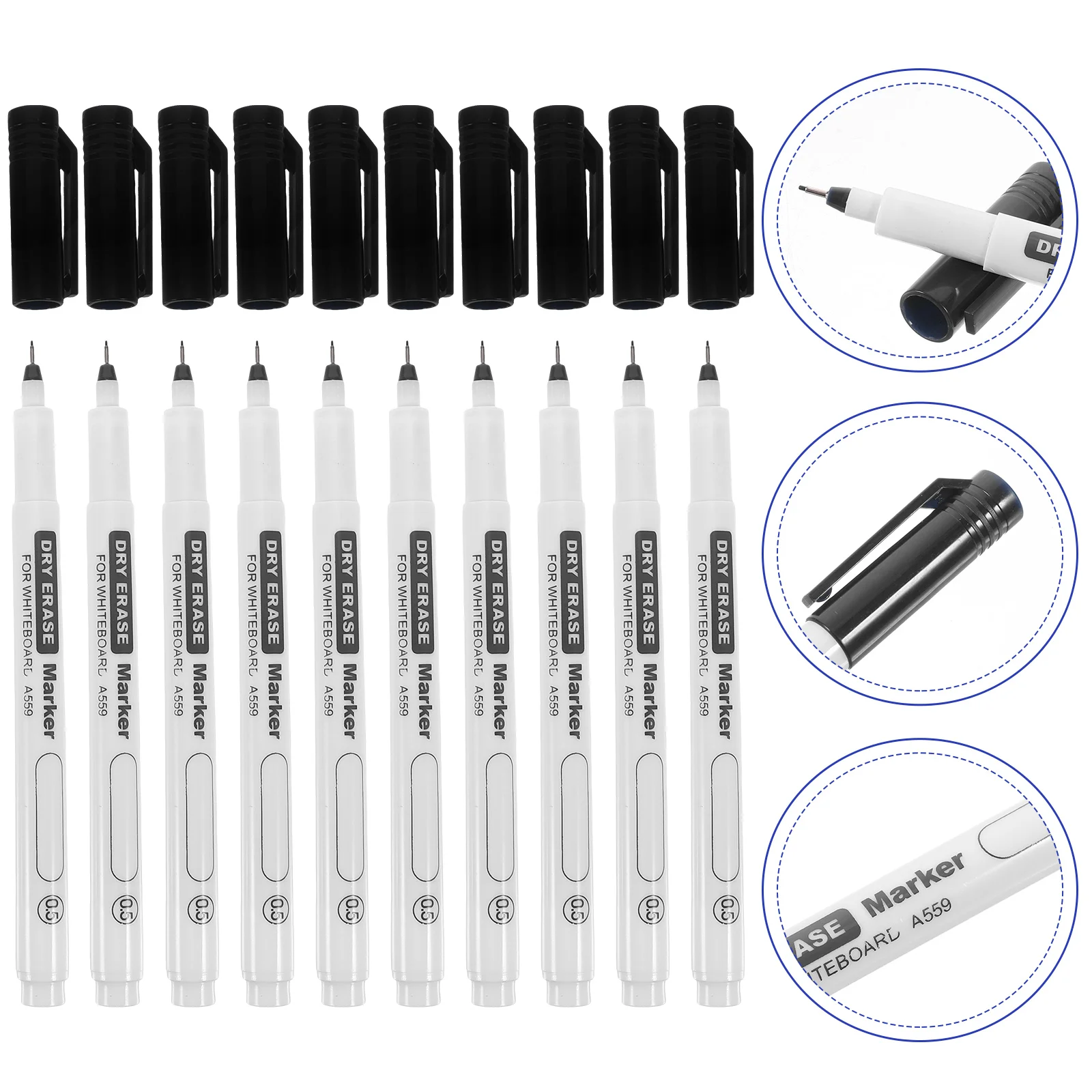 

10Pcs Thin Tip Whiteboard Mark Pen Dry Erase Markers for School Office Classroom Teacher Student Mark Pen