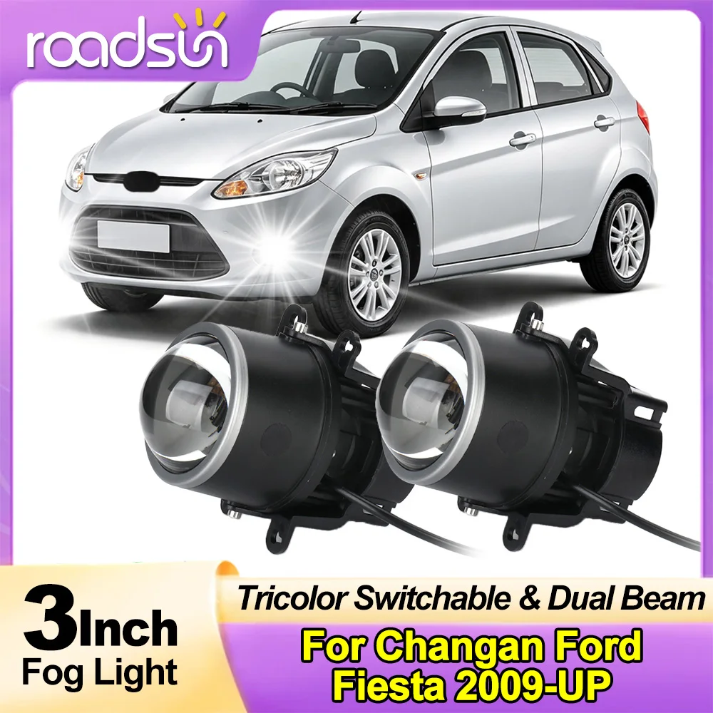3inch Auto Fog Lamp LED Projector Lens 6000K 4300K 3000K High+Low Beam Ultra Bright Fog Lamp For Changan Ford Fiesta 2009-UP