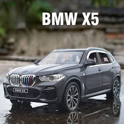 Diecast 1:24 Scale BMW X5 SUV Alloy Car Model Collective Metal Voiture Miniature Home Decor Car Toy Boys Gift Sound Light