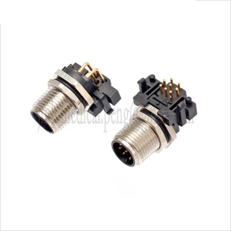 M12 2 3 4 5 6 8 12 17 A Type 4P D Type Pin Waterproof IP67 Aviation Male Female Socket Threaded Connector For PC Board Install