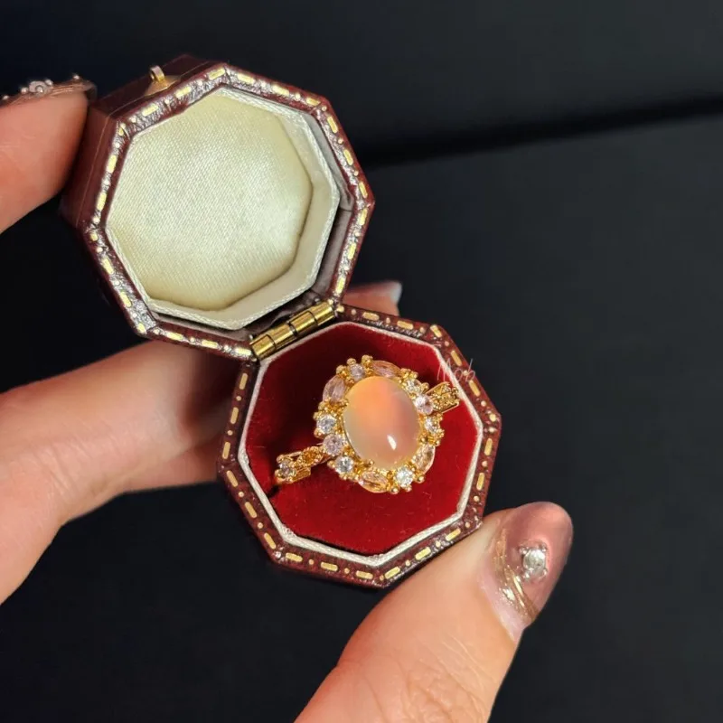New Smoke Rain Super Gentle White Egg Noodles Ring Set with Exquisite Luxury Gift for Girlfriend Adjustable Ring
