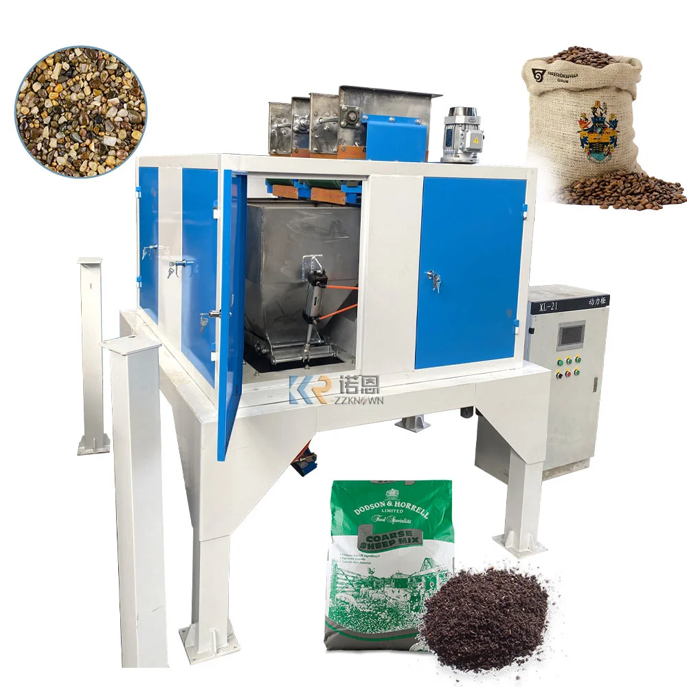 Duża maszyna pakująca odpowiednia do paska zasilającego nawóz Podwójne wiadro Maszyna pakująca z podwójną stacją Szeroki zakres pakowania