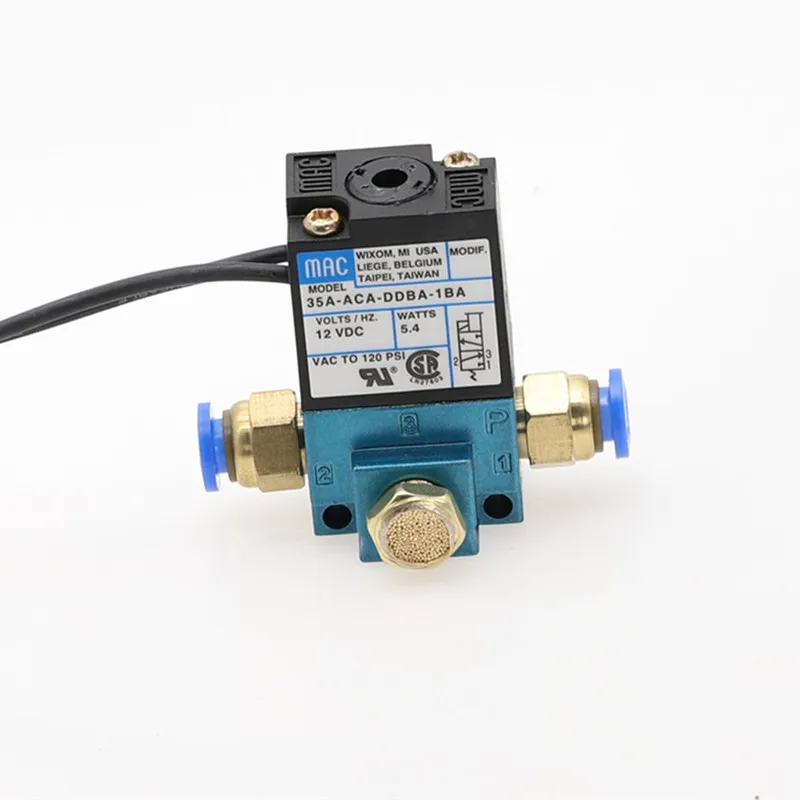 MAC 3 Port Electronic Boost Control Solenoid Valve DC12V 35A-ACA-DDBA-1BA With 6MM Tube Fittings Brass Silencer