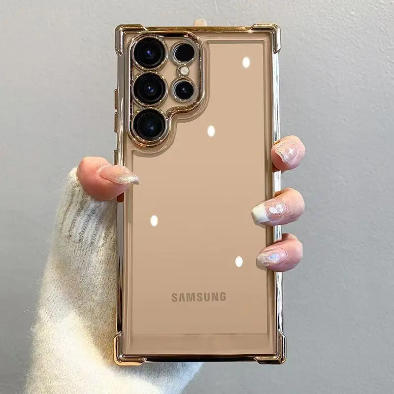 Luxuriöse Transparente Handyhülle mit Beschichtung für Samsung Galaxy S26 S25 Ultra S24 S23 S22 Plus S21 FE A55 A36 A54 A53 A35 A52 A34 Schutzhüllen – Detail 4
