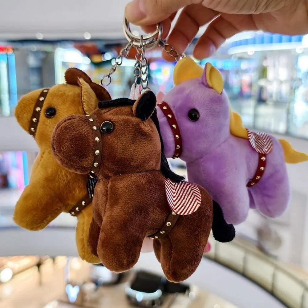 Ciondolo pony cartone animato bambola steed portachiavi animale di peluche in stile cinese bambola mascotte ciondolo zaino portachiavi cavallo di peluche