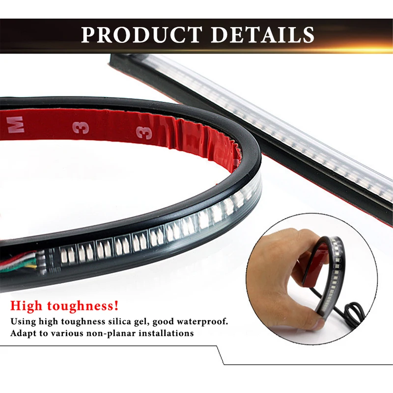 LED Motorcycle Tail Light Strip Brake Turn Signal Auxiliary Driving Lamp Universal Motorbike Scooter Multifunction Running Light