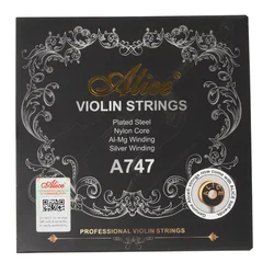 Alice A747 Violin String Nickel-plated High-carbon Steel Nylon Core Al-Mg Winding Silver Wound