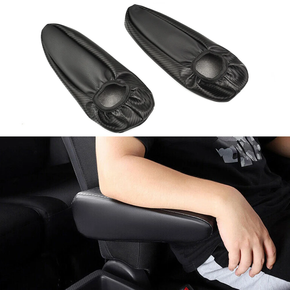 2 Pcs Console Lid Armrest Cover Skins Carbon Fiber Leather Seat Armrest Cap Trim For Toyota FJ Cruiser 2007-2012 Interior Parts