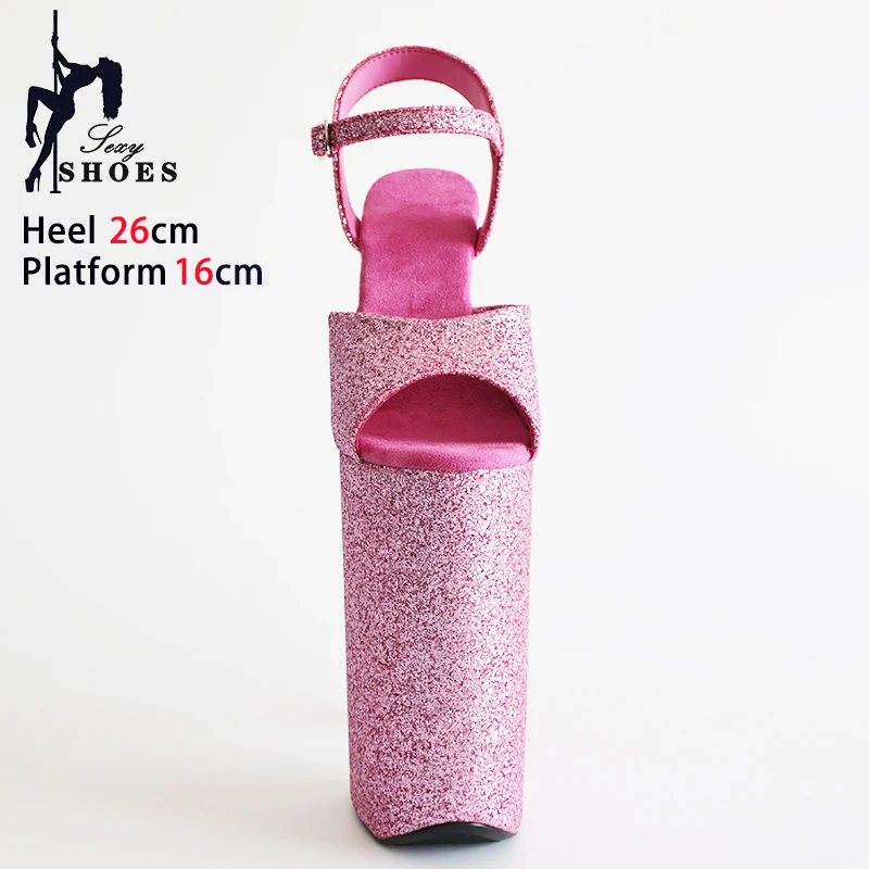 Pink Shiny Women Sandals 26CM/10Inchs High Heels Ultrahigh Heel Stripper Slippers Pole Dance Shoes Party Stage Show Sandals