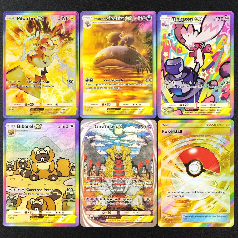 

Self Made TCG Pocket Shining Revelry Card Giratina Bibarel Tinkaton Pikachu Paldean Clodsire ex Hobby Collection Игрушка-флеш-карта