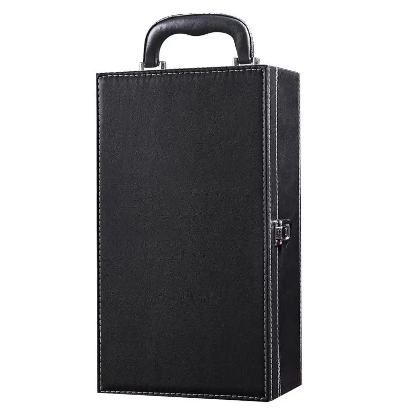 High-End Empty Wine Box Double Bottle Red Wine Packaging Box Universal Leather Box Wine Case Box for Gifting And Storage
