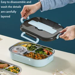 304 Stainless Steel Insulated Lunch Box Divides Lunch Box Office Workers Large Capacity Portable Bento Box Sealed