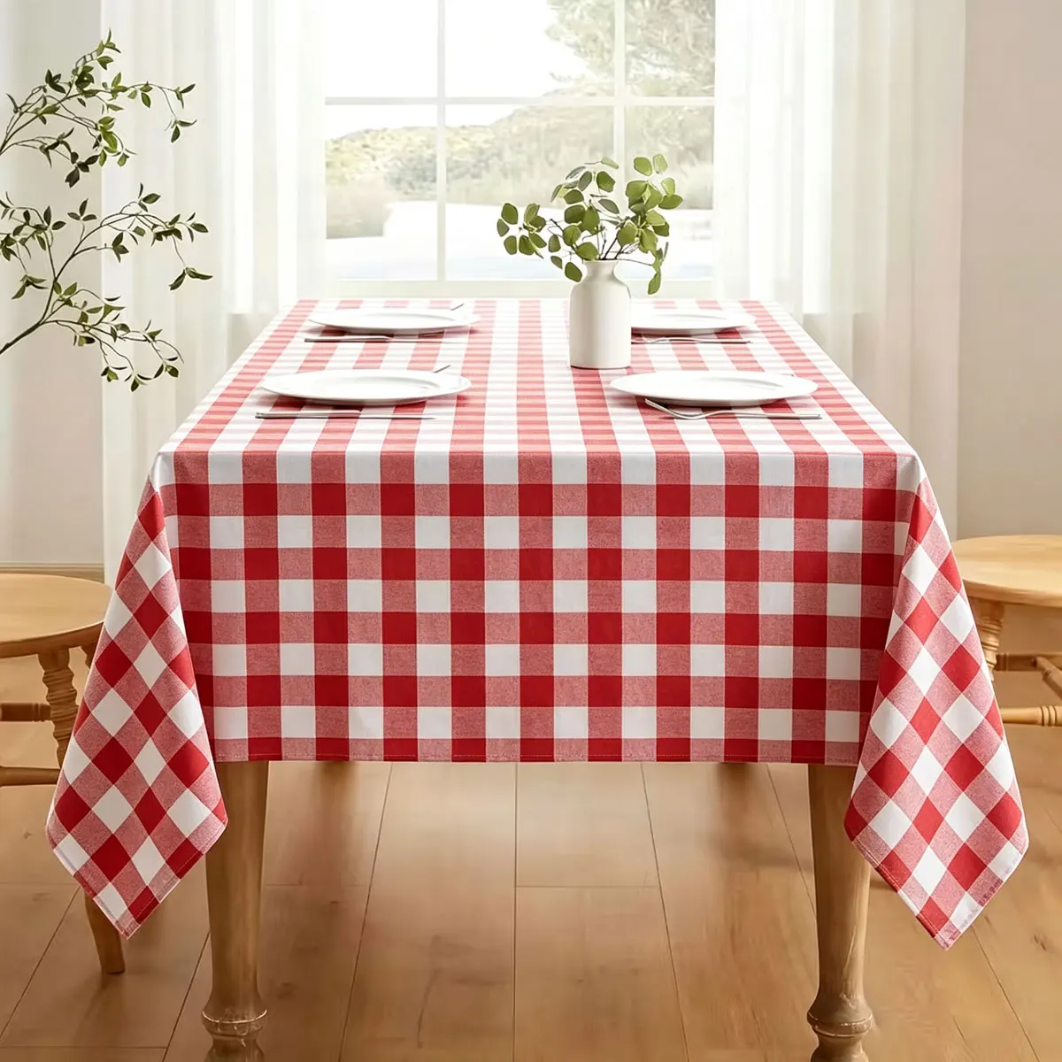 Christmas Style Red and White Checkered Tablecloth Decoration, Suitable for Dining Tables, Weddings, Picnics, And Home Decor