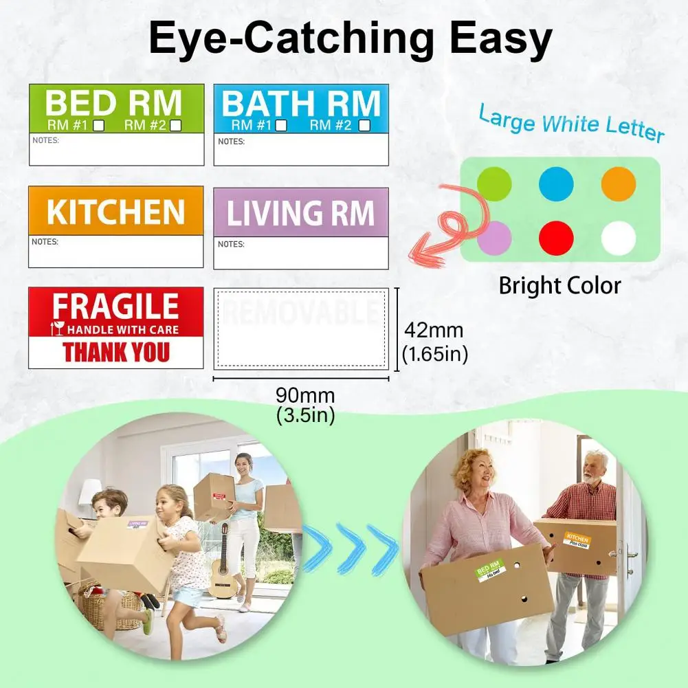 이동식 방수 홈 무빙 박스 포장 라벨, 색상 구분, 깨지기 쉬운 무거운 블랭크 스티커, 무빙 스티커, 50 매