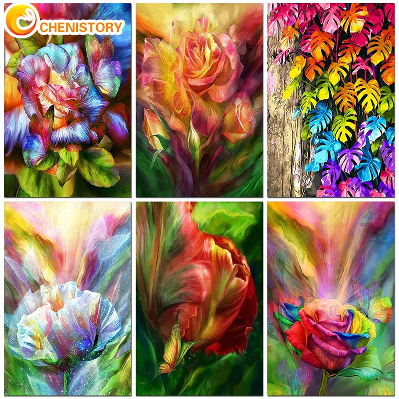 

CHENISTORY Coloring By Numbers Kits Home Decoration Painting Colorful Flowers Pictures Drawing On Canvas HandPainted Art Gift