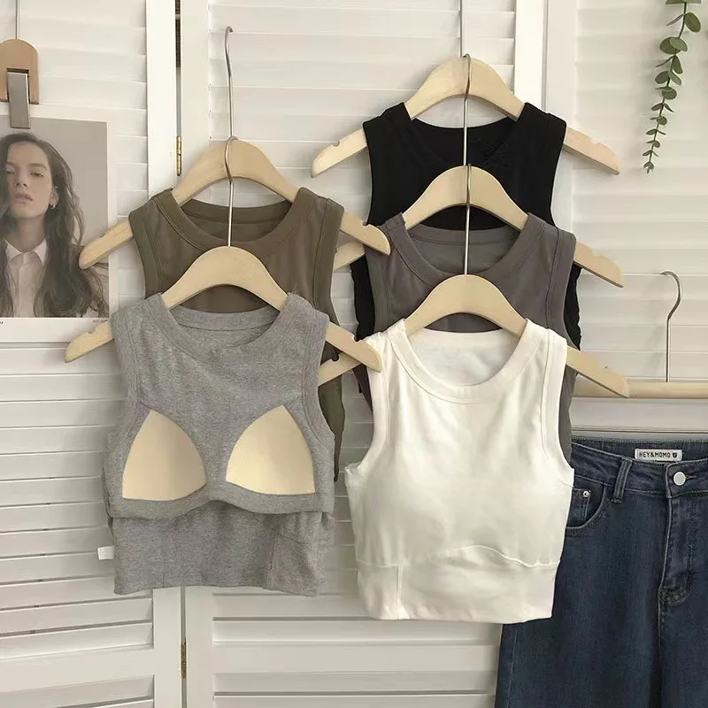 One-piece Bra Vest Seamless Underwear with Pads Sexy Push Up Bras Top Female Brassiere Lingerie Camisole with Chest Pad Crop Top
