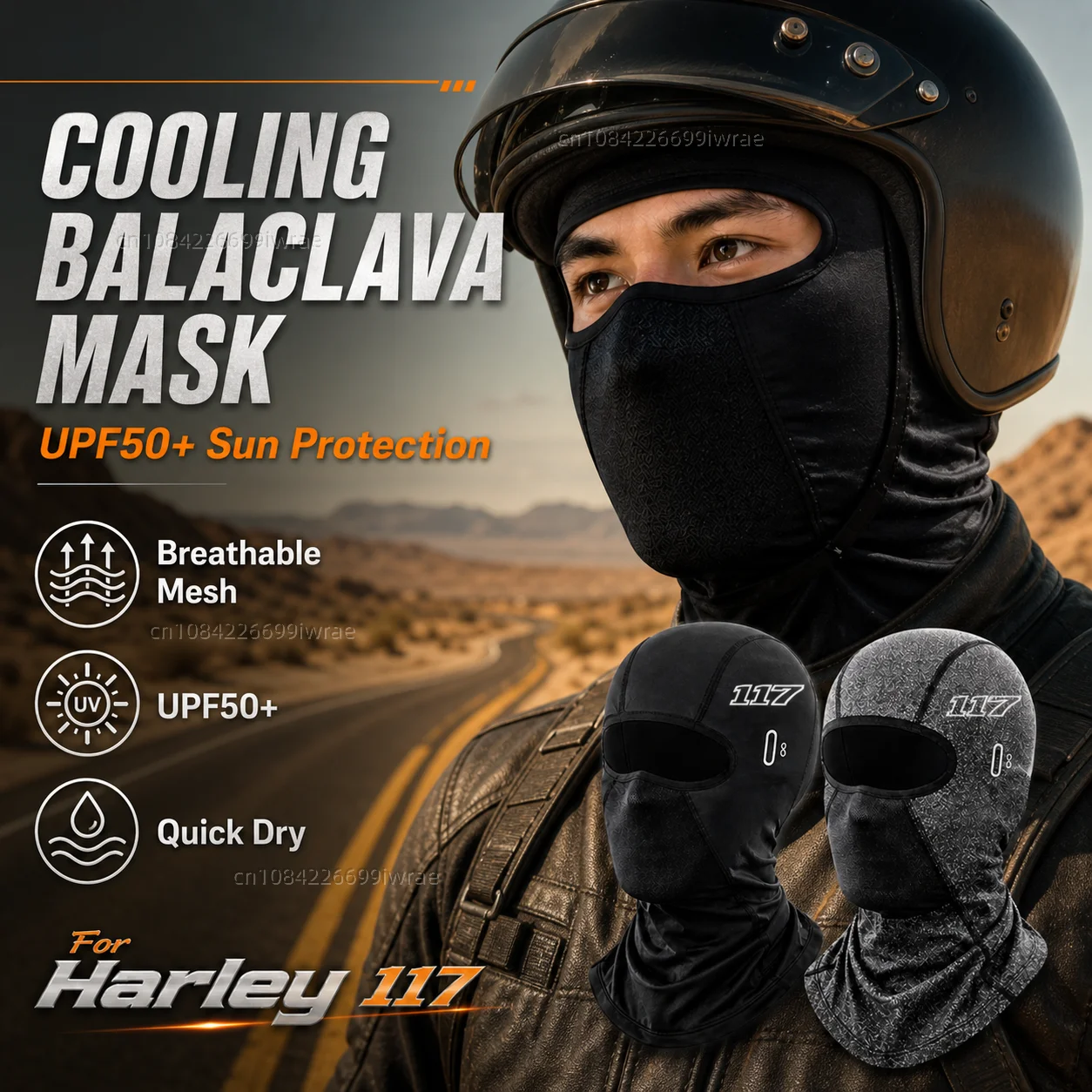 Cooling Motorcycle Balaclava Mask UPF50+ UV Protection Breathable Face Cover Summer For Harley Softail Low Rider ST FXLRST