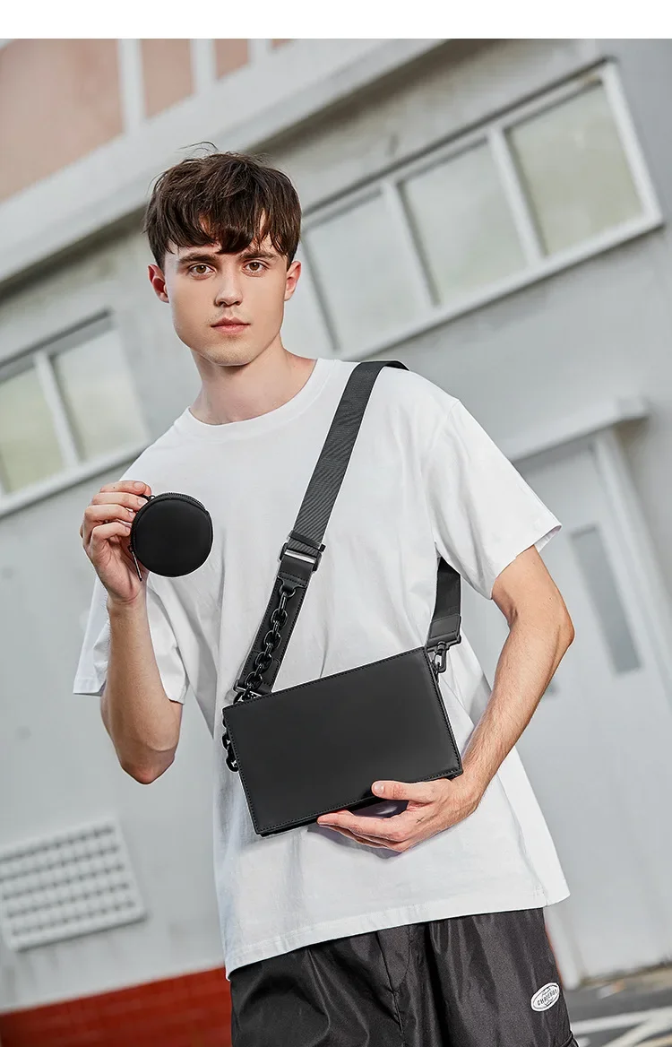 Men\'s Shoulder Bag Personality Trend Box Bag Unisex Crossbody Shoulder Bag Chain Mini Square Bag messenger bag men bolsa man bag