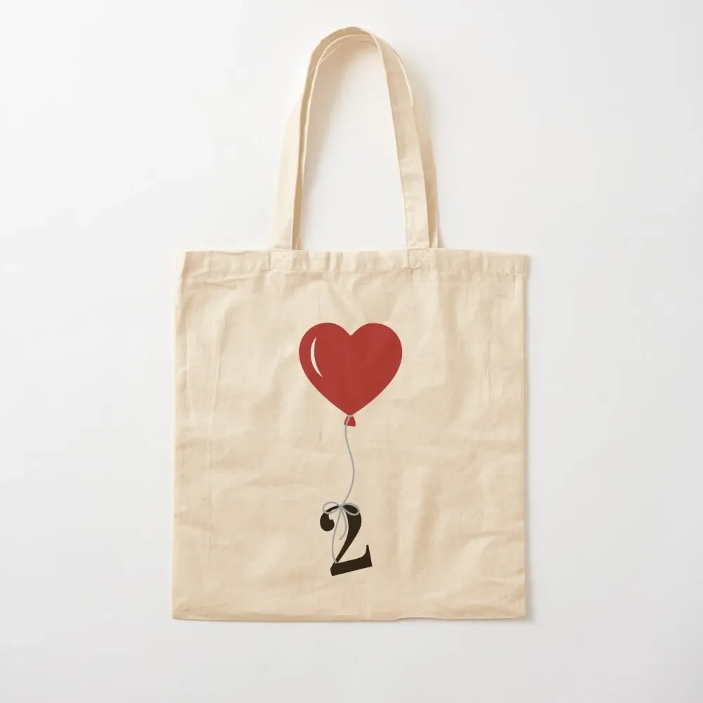 Red Heart Balloon with black number 2 Second Valentine's day Numeric Two Tote Bag Shopper handbag Shopper bag Bag