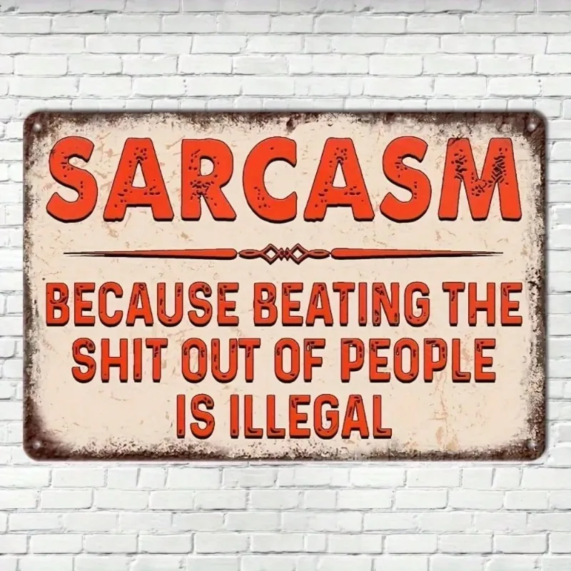 Grab this 1 unidade de sinal de metal retrô humorístico e legal – arte de parede externa perfeita para casas, cafés, bares, clubes e jardins