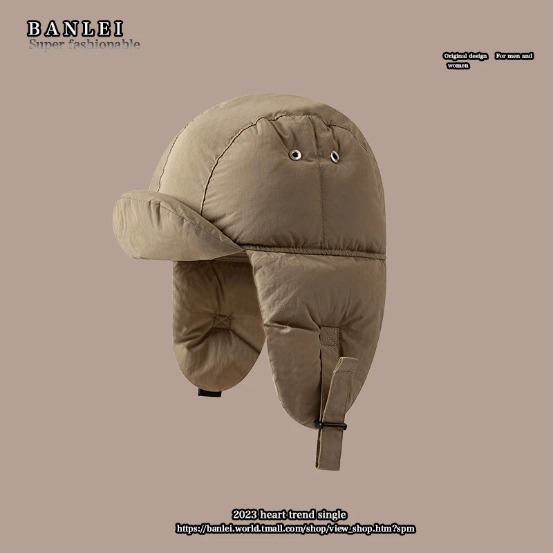 Ins Winter Korean Version Padded Bomber Hat Outdoor Travel Versatile Thermal Ear Protection Flying Caps for Men and Women