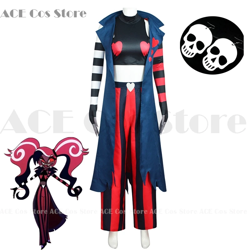 Hazbin Velvette Hotel Cosplay Outfit parrucca Costume orecchino 3V Vees VVV Halloween Party Carnaval Fashion Cosplay abbigliamento donna