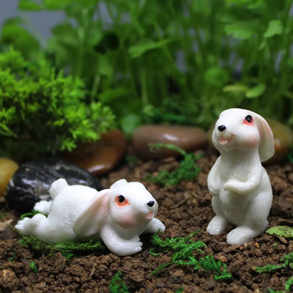 

4Pcs Multifunctional Succulent Planter Decor Adorable Resin Bunny Statue for Garden Desk Room Mini Landscape Ornament