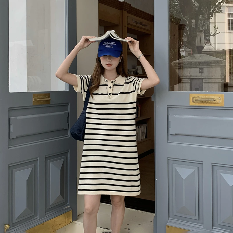 

Spring/Summer New Women's Long Short sleeved 100% Cotton Knitted Long T-shirt Women's O-neck Short sleeved Long Skirt