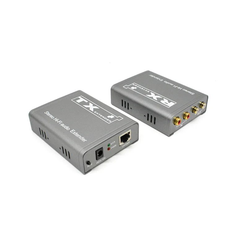2-канальный двунаправленный аудиоудлинитель RCA через IP RJ45 Кабель Cat6 200 м RCA Audio IP-удлинитель Преобразователь Поддержка сетевого коммутатора