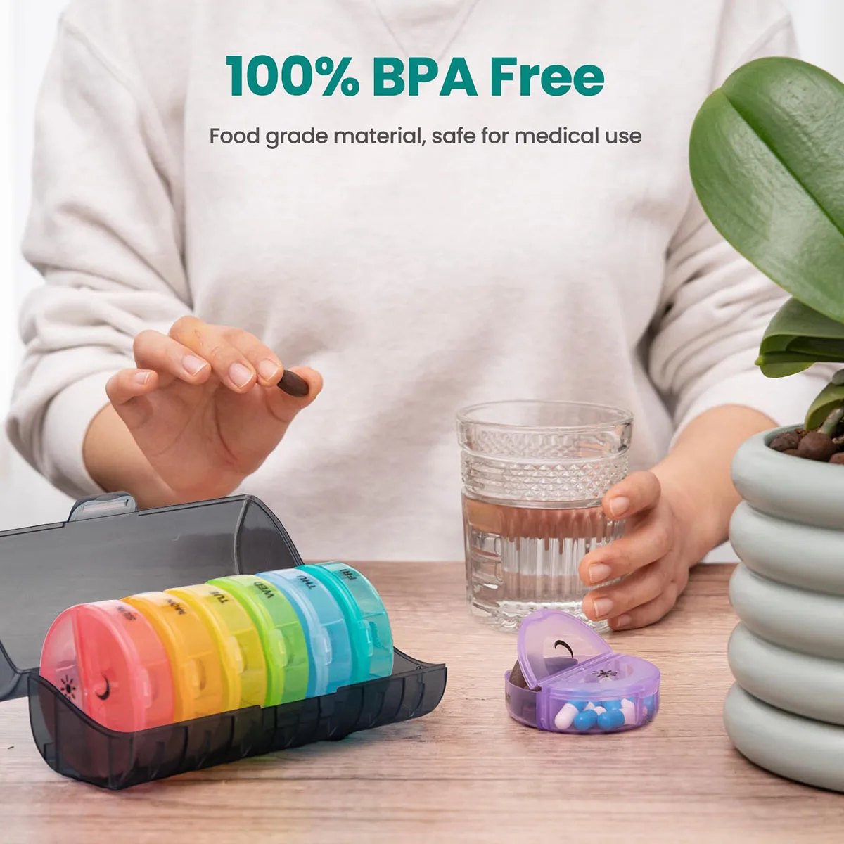 Weekly Pill Organizer 2 Times a Day Detachable Compartments AM PM Pill Box for Medicine Vitamin Fish Oils Travel Pill Case