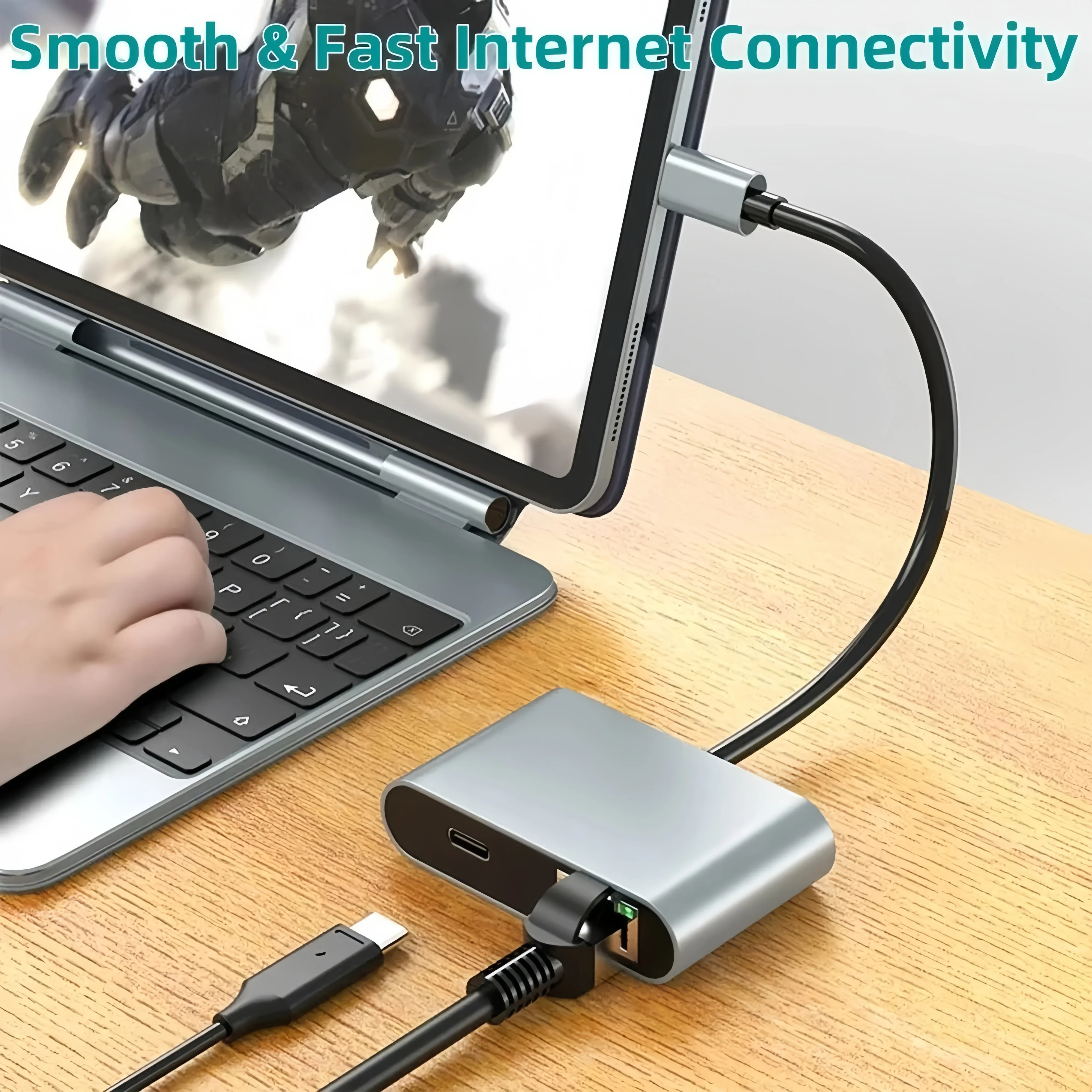 2500 Mbit/s kabelgebundener Netzwerkkartenadapter USB 3.2 Typ C auf 2,5 G Gigabit Ethernet-Adapter mit PD100W-Anschluss für MacBook Pro Laptop