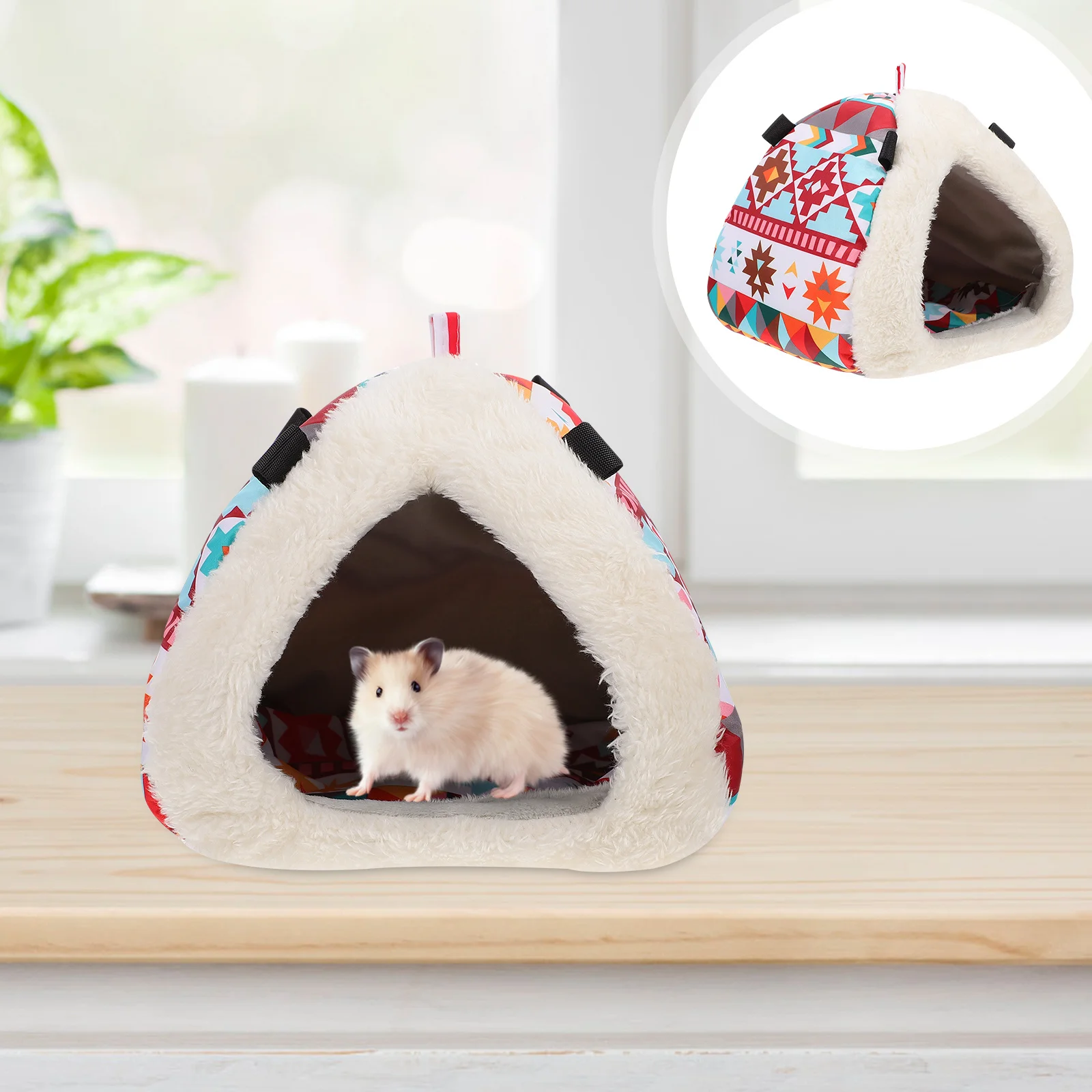 

1Pcs Pet Warm Cartoon Strawberry Bed Hamster Nest Cotton Material Indoor Secure Relax Fun Place Hamster Nest
