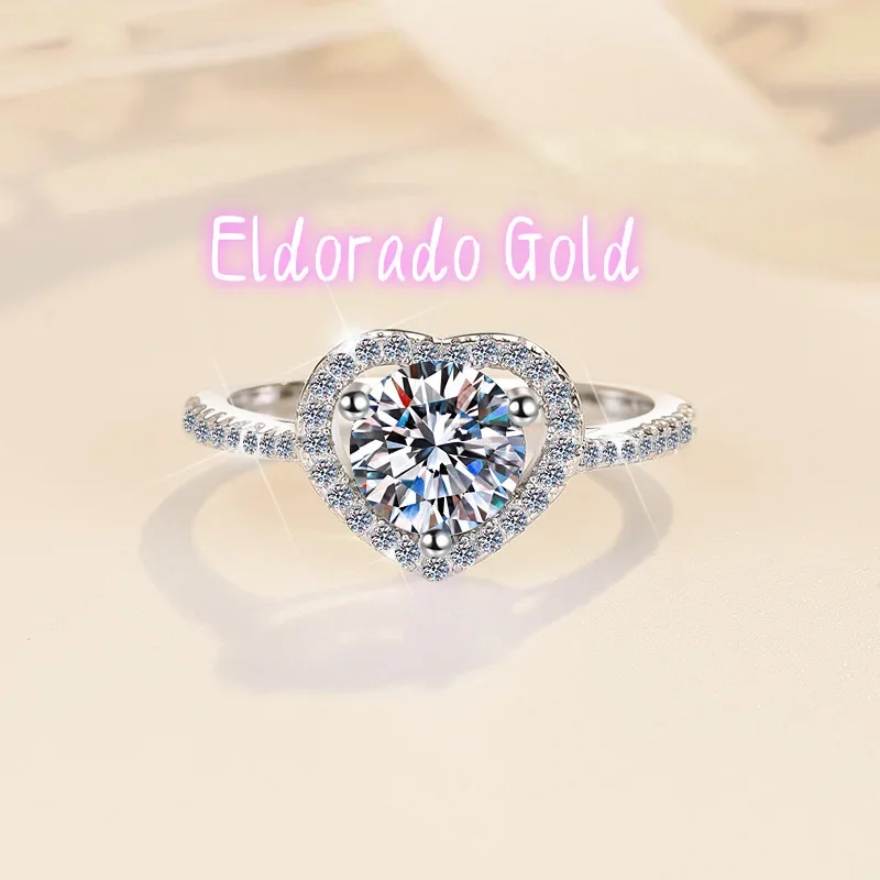 

Кольцо Eldorado Gold с розовым бриллиантом в форме сердца для женщин, муассанит, 1 карат, платина PT950, 3D, изящное сердце, 1 карат