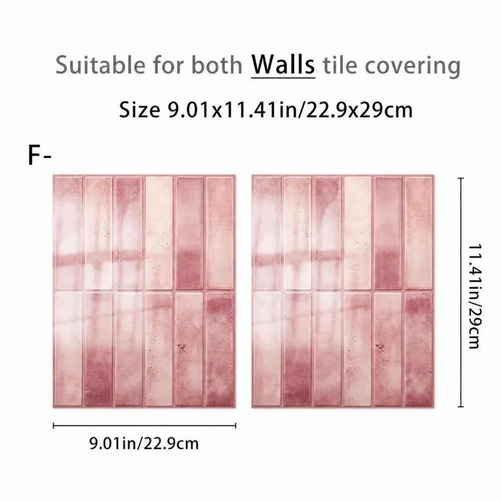 2PCS Vintage PVC Self Adhesive Tile Sticker Oil Proof Wipe Clean Backsplash Cover Wallpaper Thick Peel And Stick