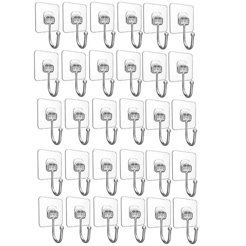 

Adhesive Wall Hooks Heavy Duty Hold Wall Hooks For Hanging,Transparent Waterproof Rustproof Sticky Hooks For Home