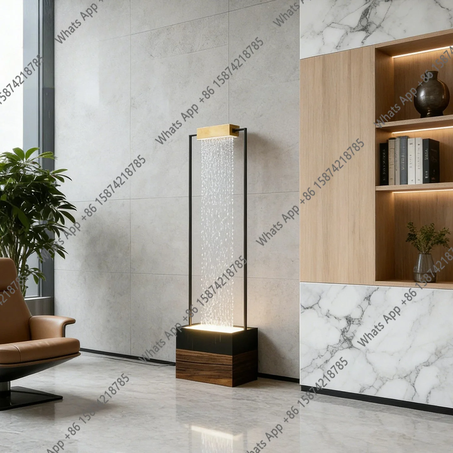 Light luxury running water floor lamp modern living room partition entrance humidification