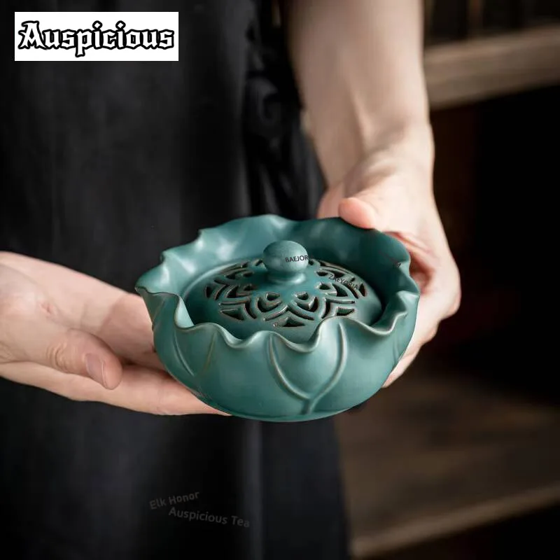 Creative Lotus Leaf Flower Ceramic Sandalwood Incense Holder Burner Zen Garden Scented Aromatic Candles Teaware Decoration Craft