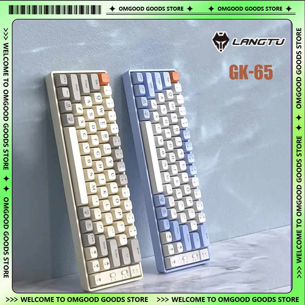 Langtu GK65 Mech คีย์บอร์ด Hot-swappable Multi-สีไร้สายบลูทูธ Triple-Mode GAMING ปุ่มกด PC Office ที่กําหนดเอง