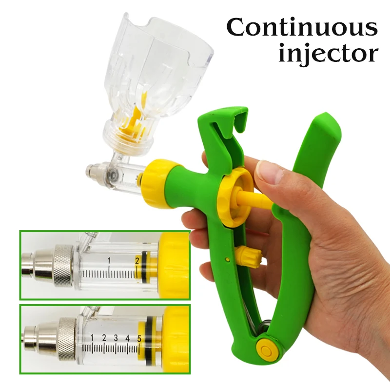 2/5ml Veterinary Automatic Continuous Syringe With Needles Animal Injection Adjustable Vaccine Poultry Farm Injector Supplies