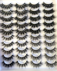 New 20 Pairs 18-25mm 3d Mink Lashes Bulk Faux Thick Long Wispy Natural Mink Lashes Pack Short Wholesales Natural False Eyelashes