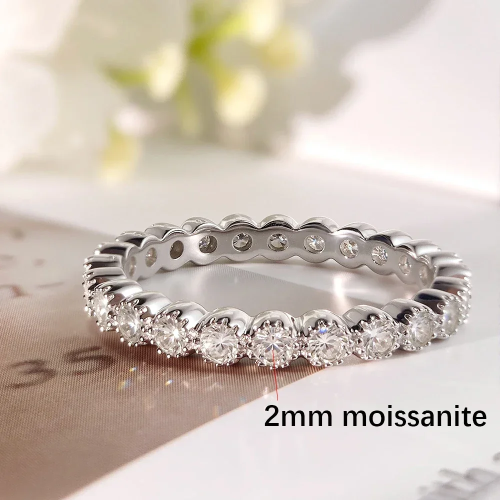 FCGJHW 2mm Moissanite Rings S925 Sterling Silver Certified Diamond Eternity Stackable Band for Women Party Jewelry Gifts 2026