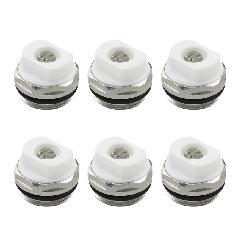 

6pcs Steel Radiator Bleeding Valves Air Vent Valves Hassle Frees Installation with Twist Caps Heating System Accessories