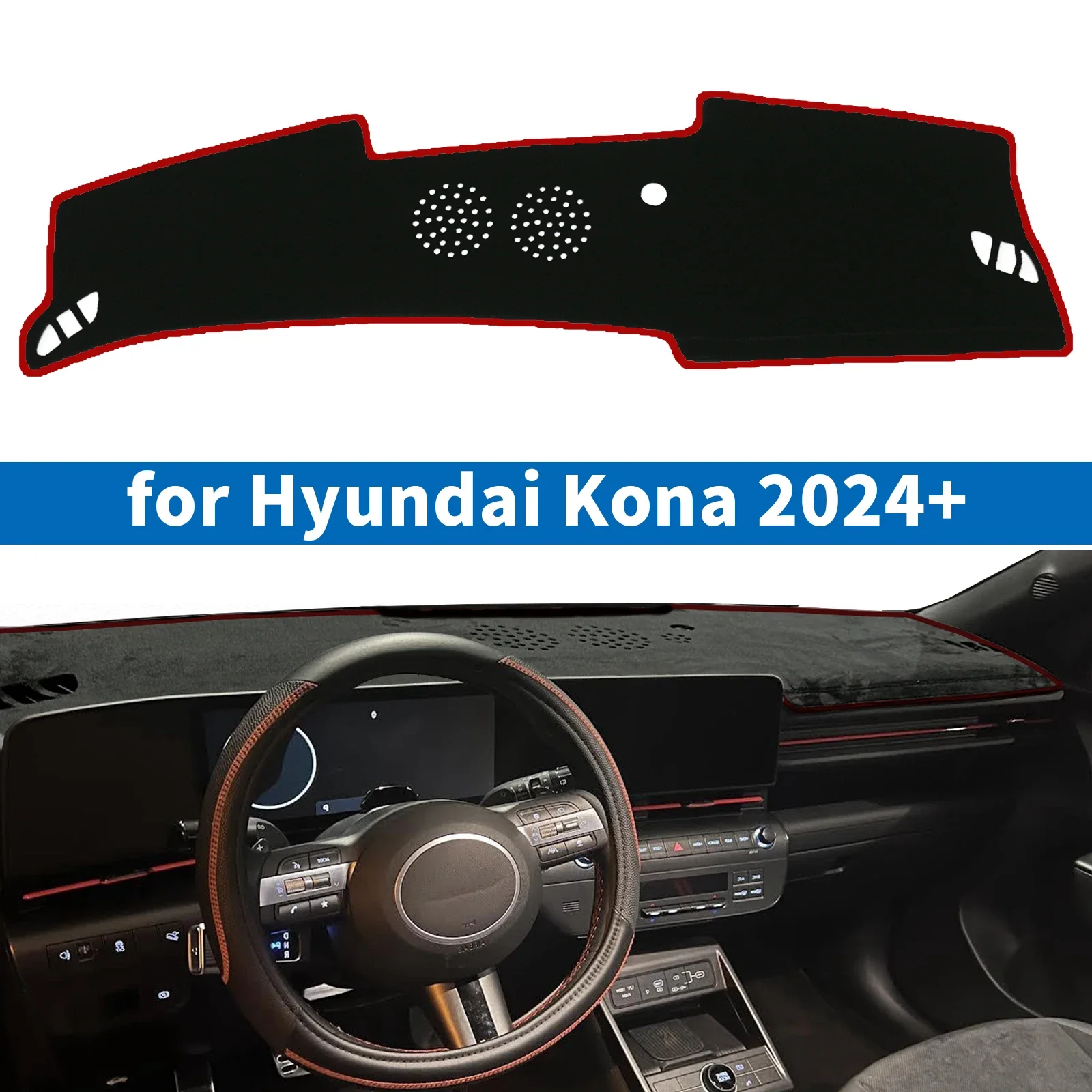 

Для Hyundai Kona 2024 2025 2026 (без HUD) Аксессуары: Солнцезащитный коврик, Защитный коврик на приборную панель, Коврик для приборной панели автомобиля