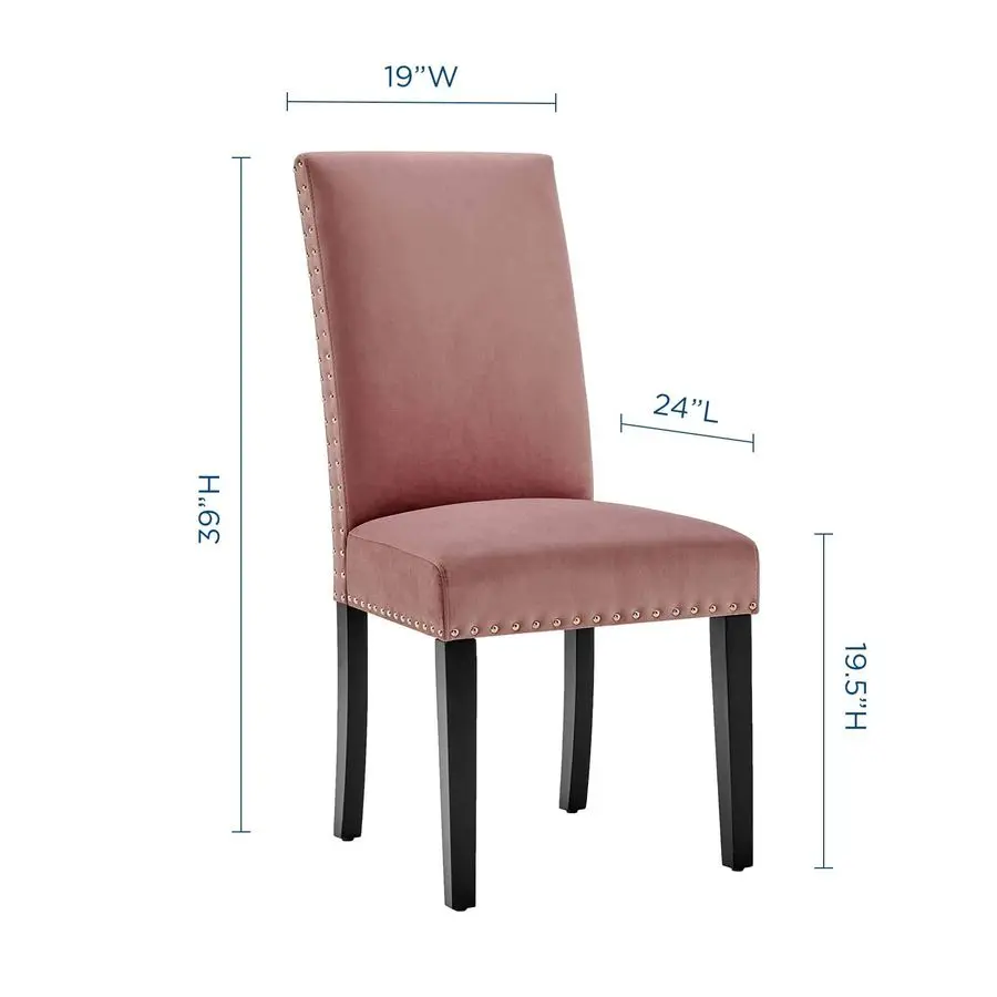 Parcel Performance fluwelen eetkamerstoelen, set van 2, stoffig roze