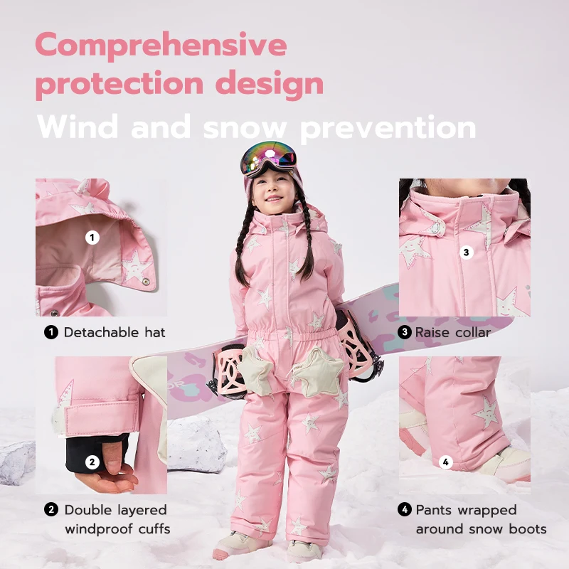 VECTOR -30 Degree Children Ski Jumpsuit Winter Snowboard Jacket Boys and Girls Outdoor Snow Suits Warm Waterproof Kids Ski