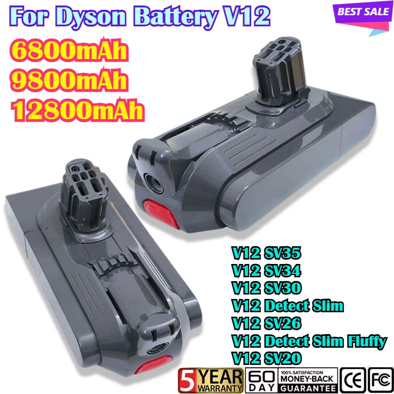 

For Dyson V12 Battery 25.5V 6000mAh-12800mAh compatible with Dyson ultra-thin cordless models SV20 SV30 SV35 SV46 vacuum cleaner
